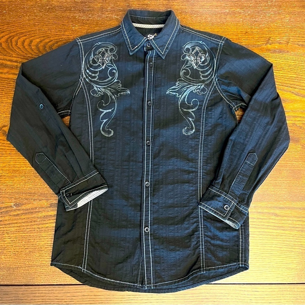 SK2 Apparel Youth Boys Embroidered Long Sleeve Size Small Western Shirt